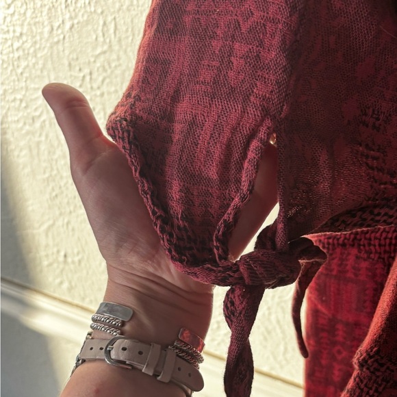 Tamsy | cotton | ruffle | tie detail | 3/4 sleeve | open front | cardigan | OS - Picture 7 of 11